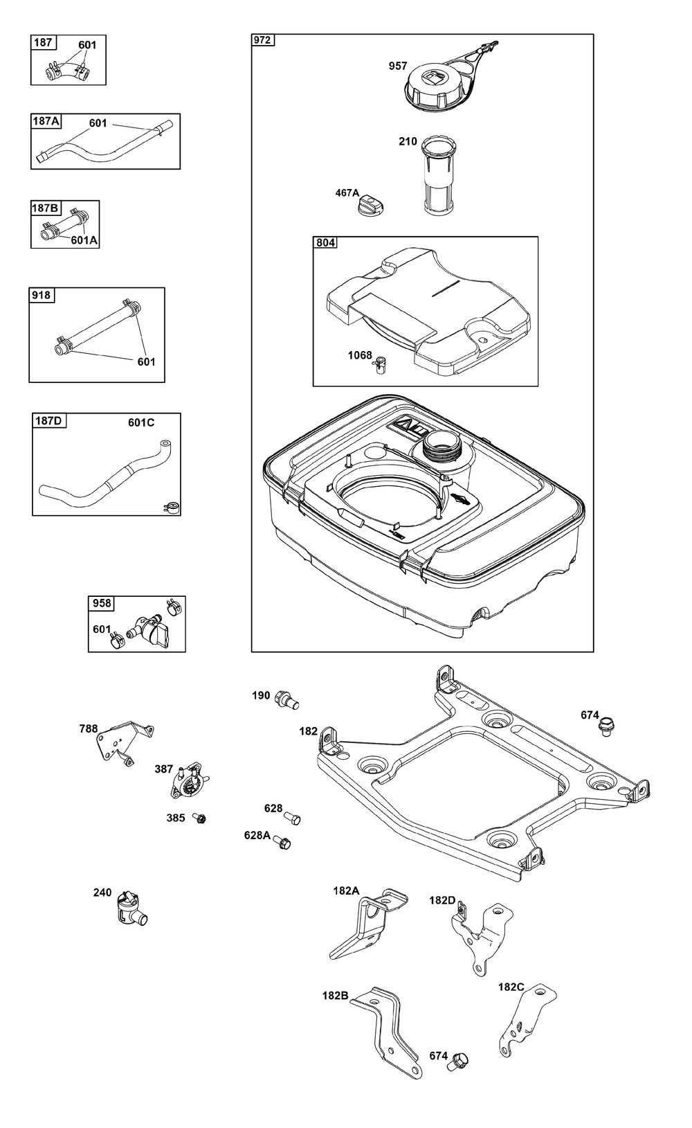 Fuel Supply Group Diagram and Parts List for 386447-3337-F1 200000 - 399999 Briggs and Stratton Engine